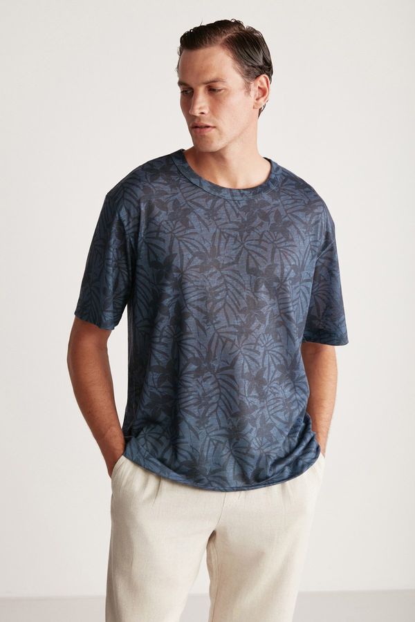 GRIMELANGE GRIMELANGE Lucas Comfort Navy Blue / Patterned T-shirt