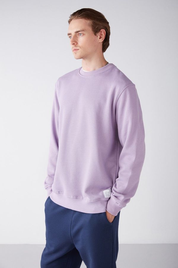 GRIMELANGE GRIMELANGE Travis Men's Soft Fabric Regular Fit Round Neck Lilac Sweatshir