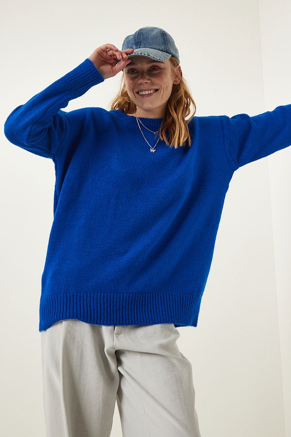 Happiness İstanbul Happiness İstanbul Dark Blue Oversize Knitwear Sweater