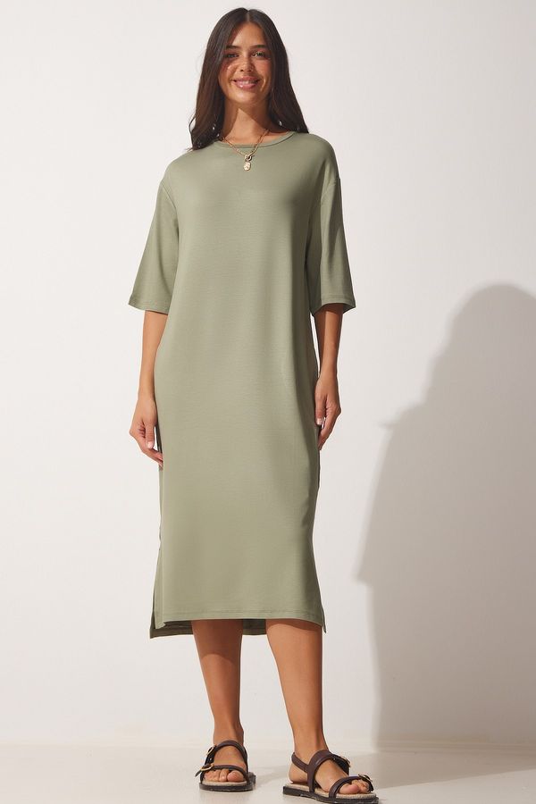 Happiness İstanbul Happiness İstanbul Women's Almond Green Daily Viscose Knitted Dress