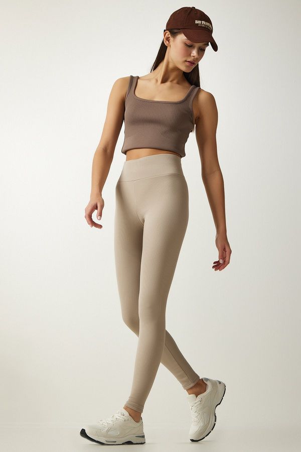 Happiness İstanbul Happiness İstanbul Women's Beige High Waist Wrap Tights