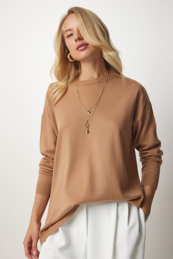 Happiness İstanbul Happiness İstanbul Women's Biscuit Crew Neck Basic Sweater