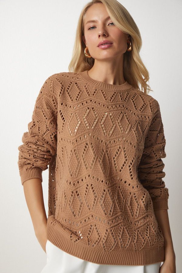 Happiness İstanbul Happiness İstanbul Women's Biscuit Openwork Knitwear Sweater