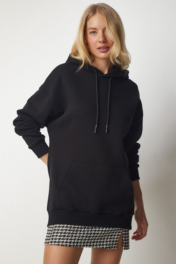 Happiness İstanbul Happiness İstanbul Women's Black Hooded Knitted Sweatshirt