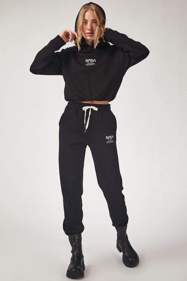 Happiness İstanbul Happiness İstanbul Women's Black Nasa Printed Fleece Tracksuit