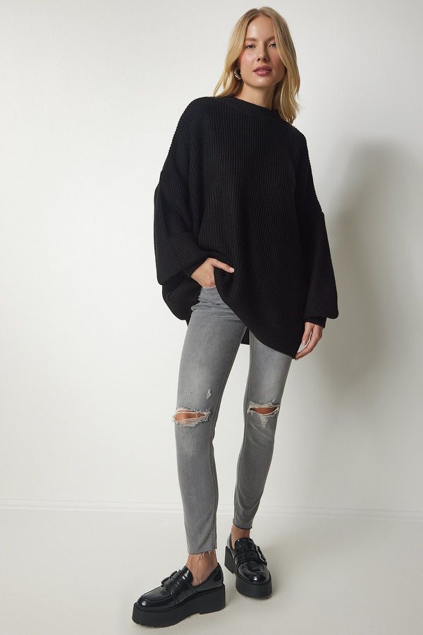 Happiness İstanbul Happiness İstanbul Women's Black Oversize Basic Knitwear Sweater