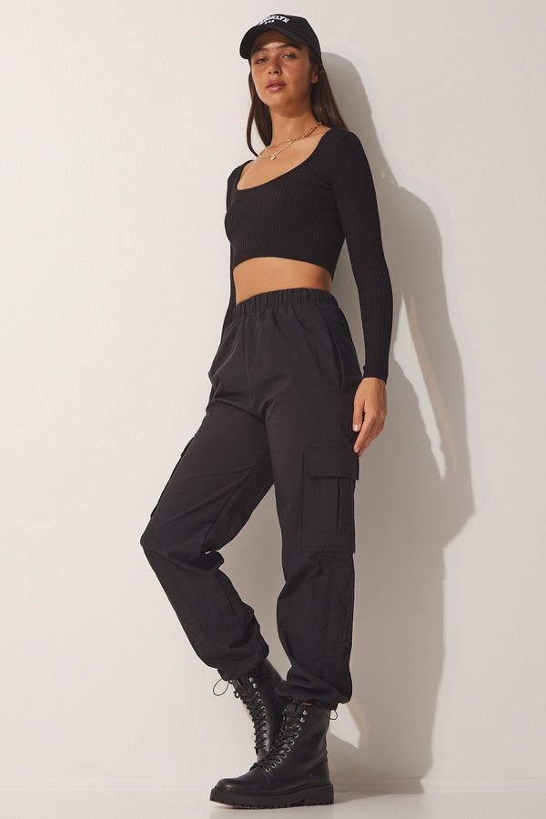 Happiness İstanbul Happiness İstanbul Women's Black Parachute Cargo Pants