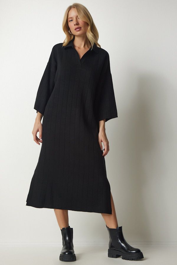 Happiness İstanbul Happiness İstanbul Women's Black Polo Neck Oversize Knitwear Dress