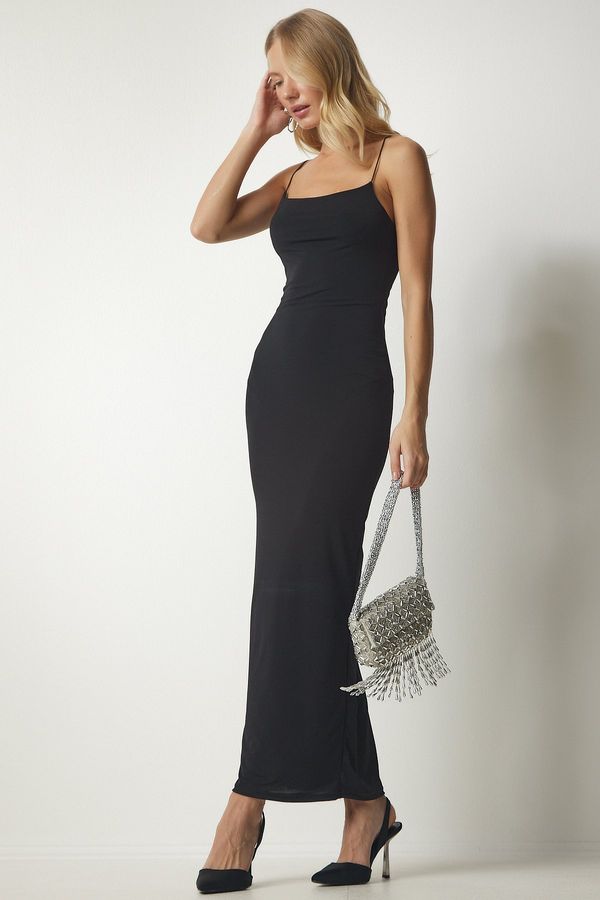 Happiness İstanbul Happiness İstanbul Women's Black Rope Strap Long Sandy Dress