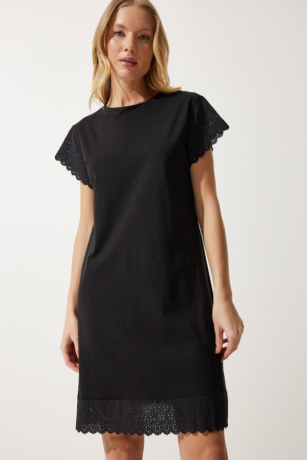Happiness İstanbul Happiness İstanbul Women's Black Scalloped Knitted Dress