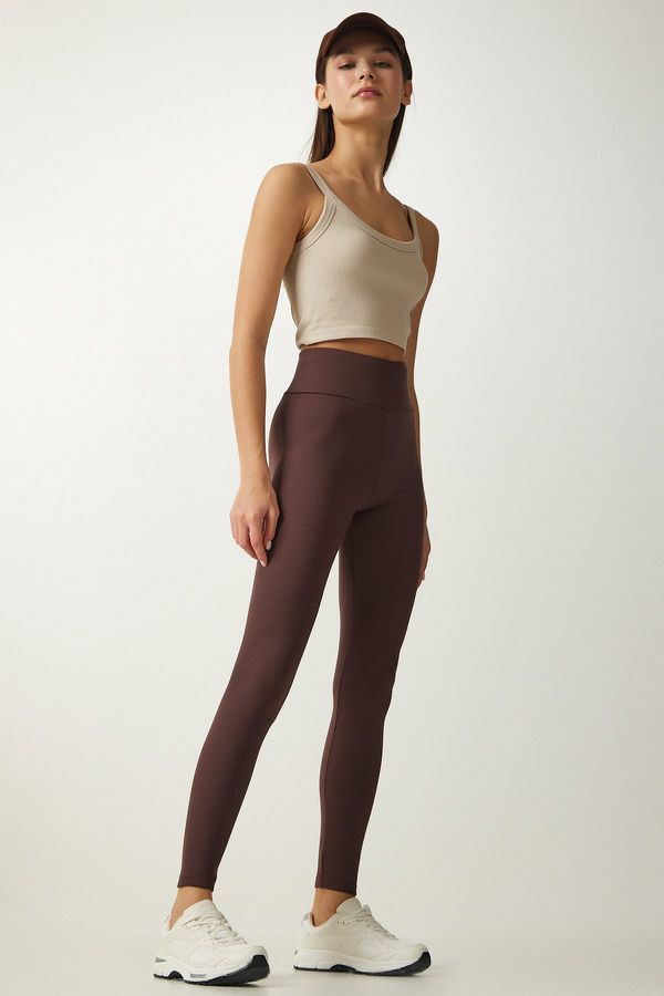 Happiness İstanbul Happiness İstanbul Women's Brown High Waist Wrap Tights