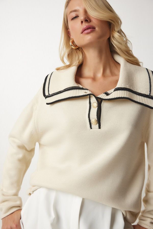 Happiness İstanbul Happiness İstanbul Women's Cream Polo Neck Knitwear Sweater