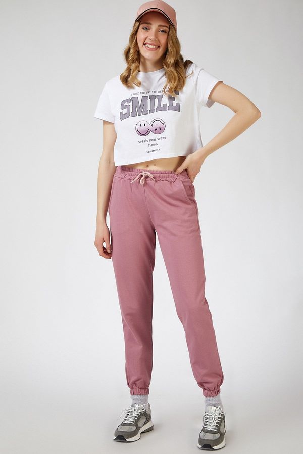 Happiness İstanbul Happiness İstanbul Women's Light Dry Rose Sweatpants with Pockets