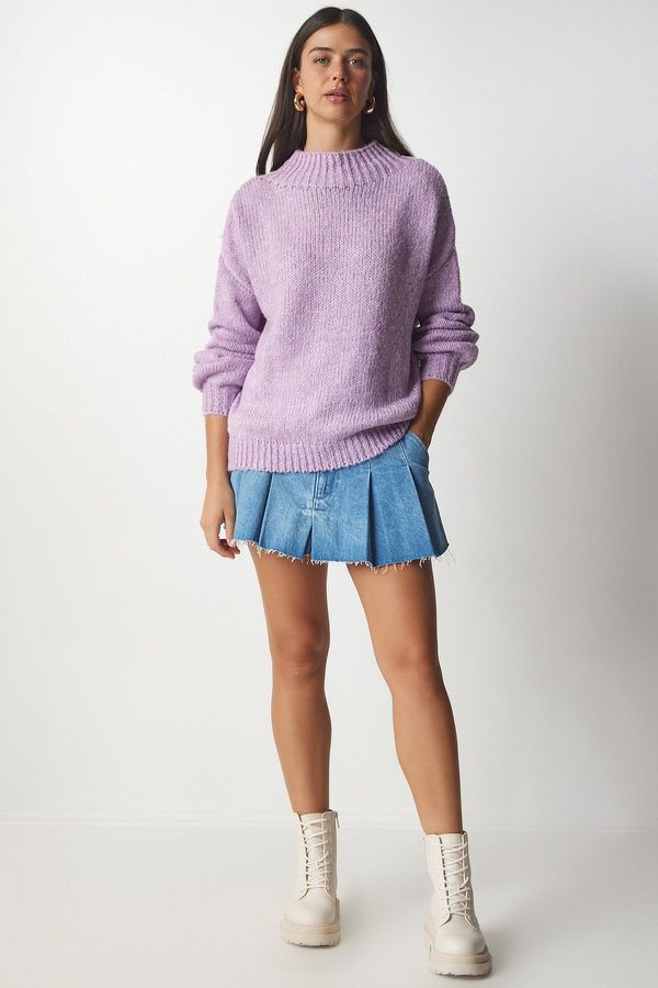 Happiness İstanbul Happiness İstanbul Women's Lilac High Neck Basic Knitwear Sweater