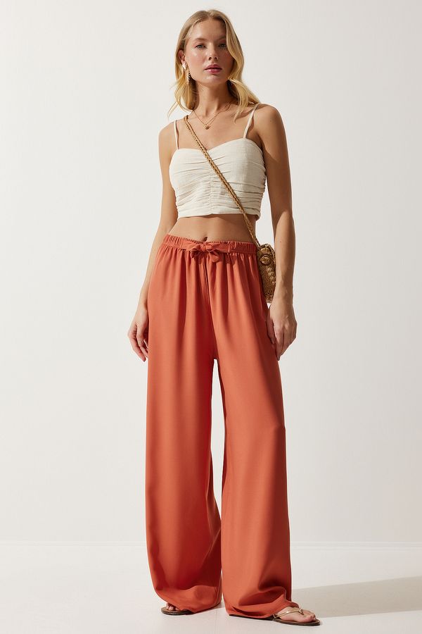 Happiness İstanbul Happiness İstanbul Women's Peach Flowy Knitted Palazzo Trousers