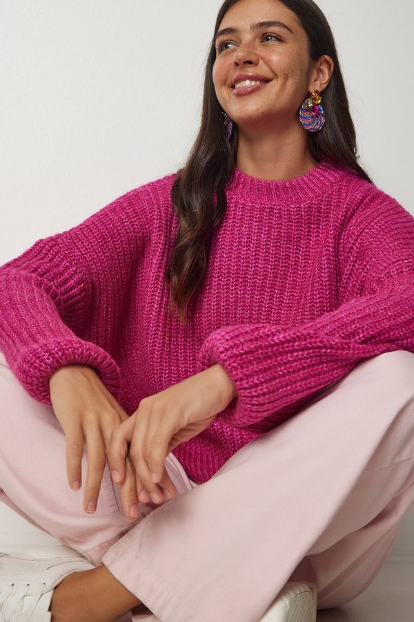 Happiness İstanbul Happiness İstanbul Women's Pink Balloon Sleeve Basic Knitwear Sweater