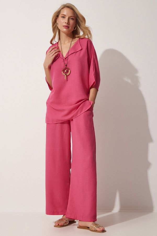 Happiness İstanbul Happiness İstanbul Women's Pink Necklace Ayrobine Tunic Pants Suit