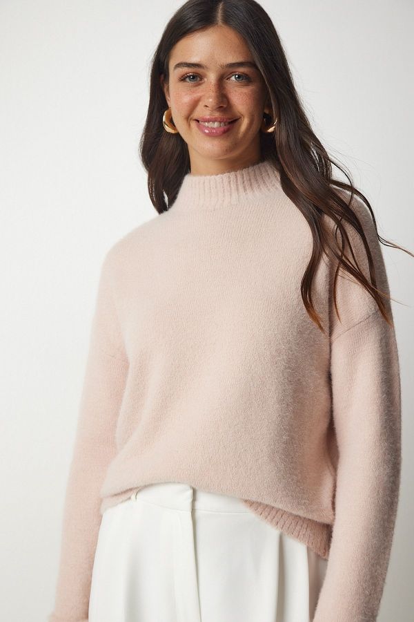 Happiness İstanbul Happiness İstanbul Women's Powder High Neck Bearded Knitwear Sweater