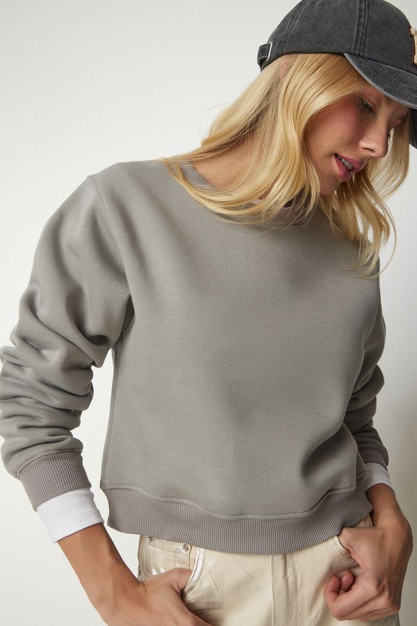 Happiness İstanbul Happiness İstanbul Women's Smoky Raised Crop Sweatshirt