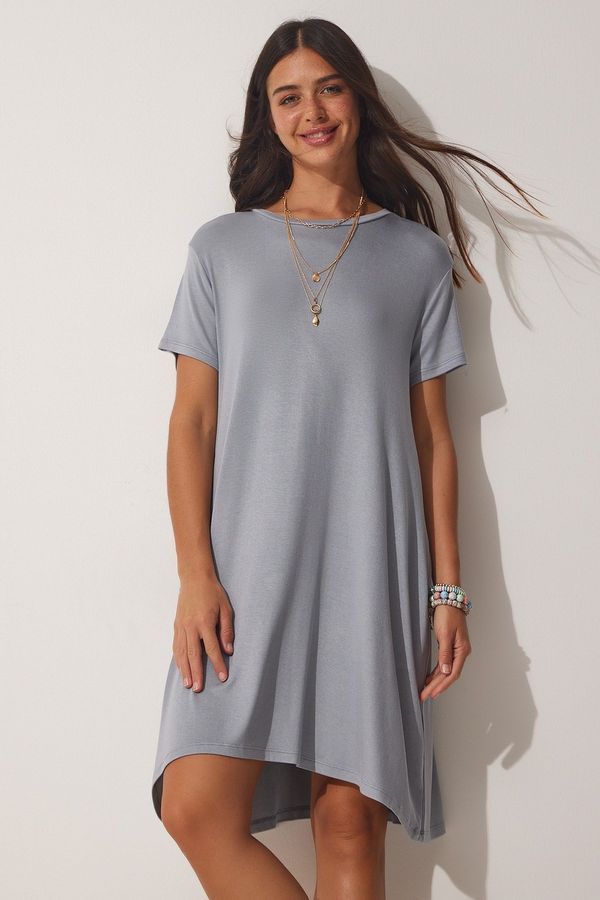 Happiness İstanbul Happiness İstanbul Women's Stone Gray A-Line Combed Combed Summer Dress