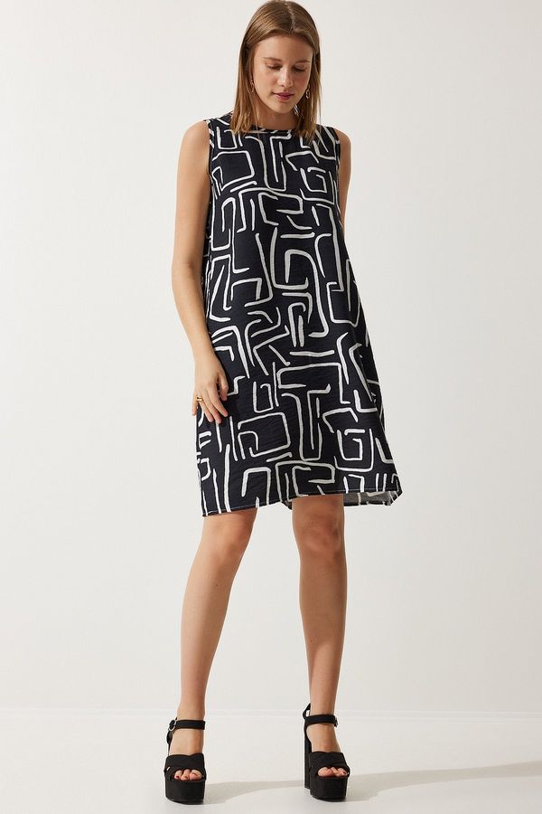Happiness İstanbul Happiness İstanbul Women's Vivid Black Patterned Summer Bell Dress