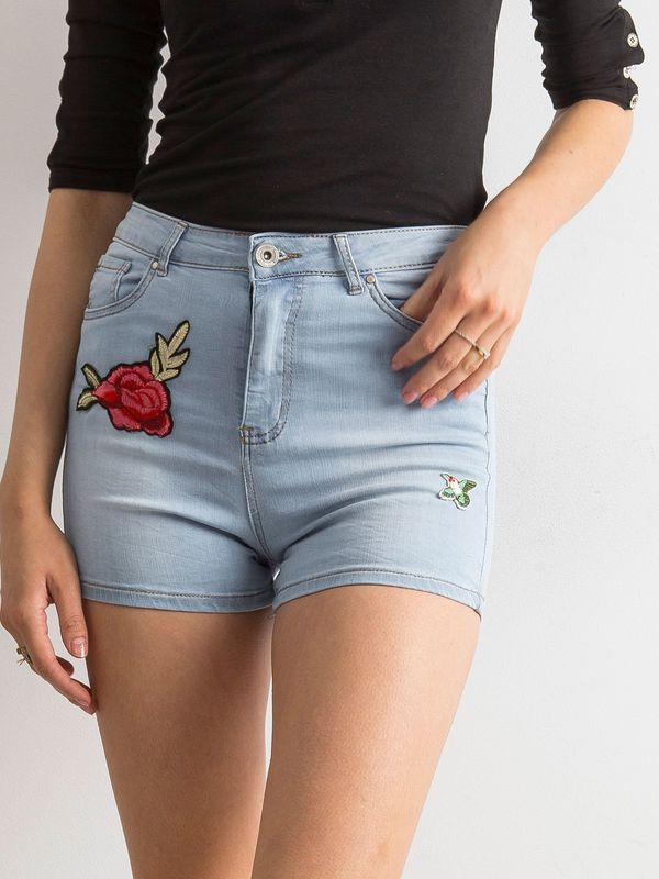 Fashionhunters High waisted blue shorts with patches