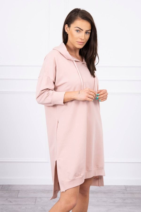 Kesi Hooded dress with a long back in dark powder pink