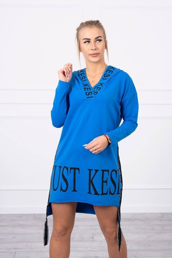 Kesi Hooded dress with a purple-blue print