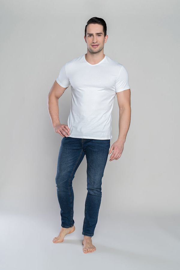 Italian Fashion Ikar V-neck Short Sleeve T-Shirt - White