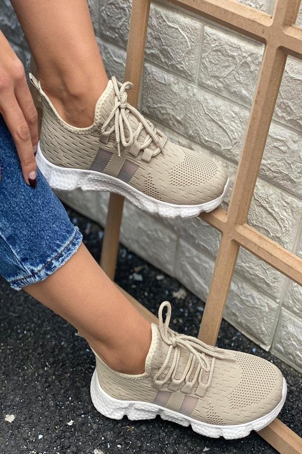 İnan Ayakkabı İnan Ayakkabı Women's Beige Knitwear Sneakers