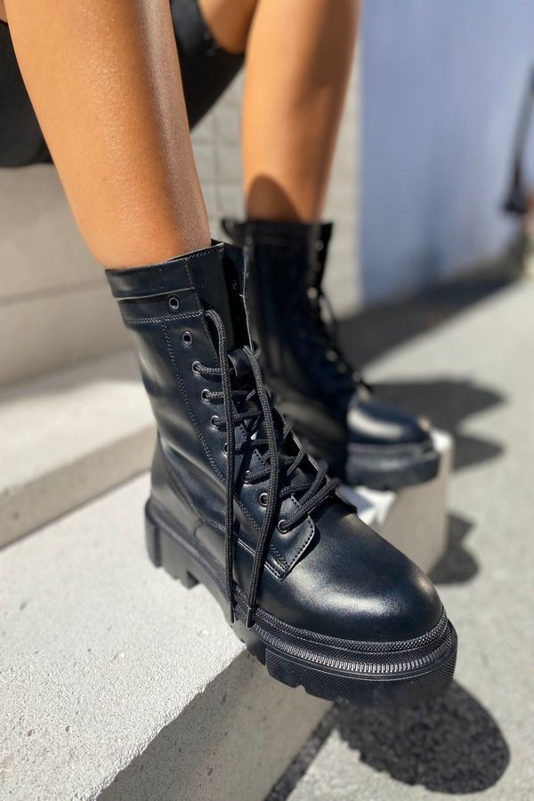 İnan Ayakkabı İnan Ayakkabı Women's Boots Black (Sole 5 cm)