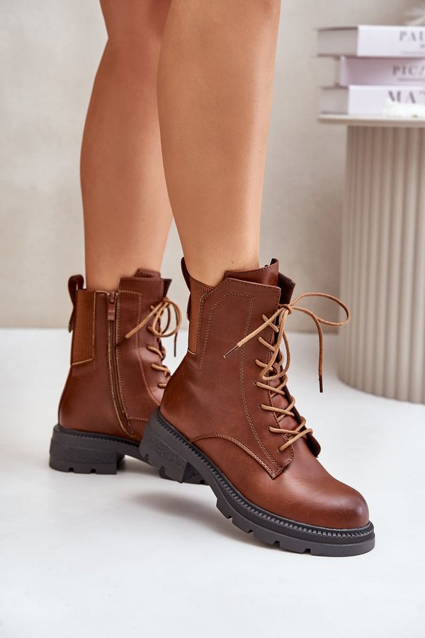 Kesi Insulated ankle boots Workers with zip brown Leairae