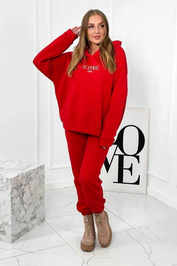 Kesi Insulated cotton set, sweatshirt with embroidery + trousers red