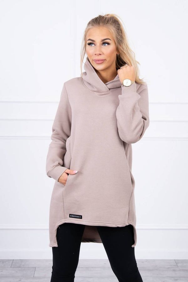 Kesi Insulated sweatshirt with longer back dark beige