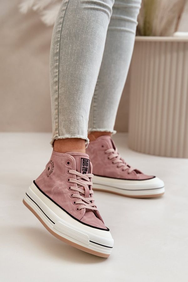 BIG STAR SHOES Insulated women's sneakers on the eco leather platform Big Star pink