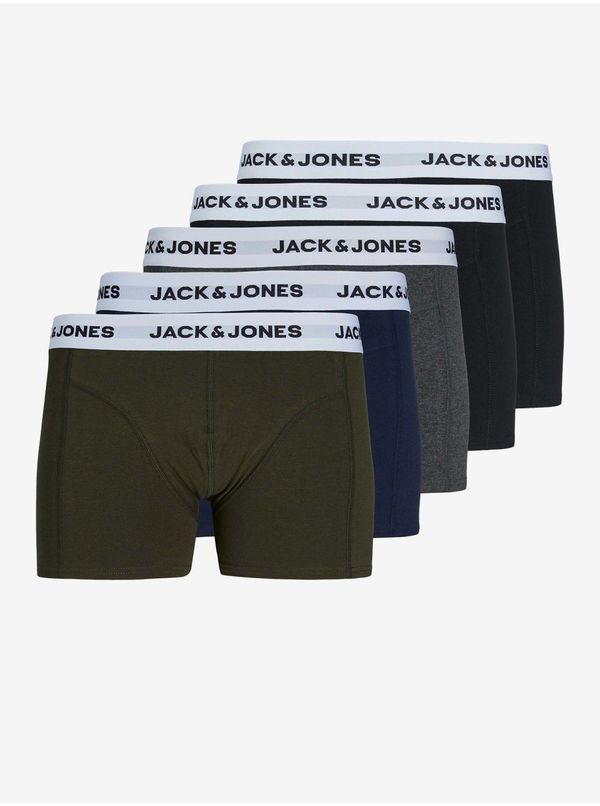 Jack & Jones Jack & Jones Set of five boxer shorts in khaki, blue, grey and black Jack & Jone - Men's