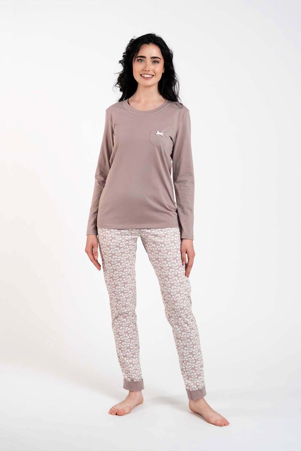 Italian Fashion Juliana ́s pajamas, long sleeves, long legs - cappuccino/print