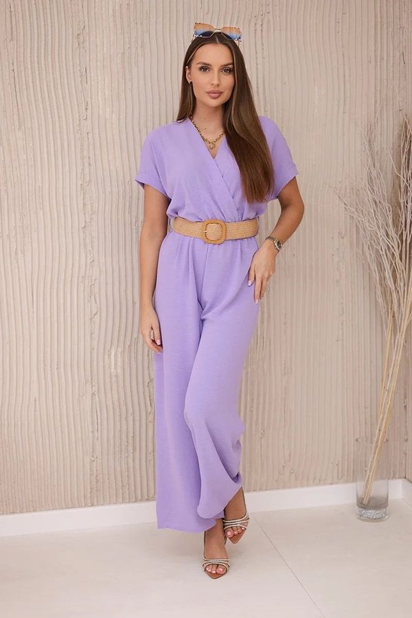 Kesi Jumpsuit with decorative belt at the waist light purple