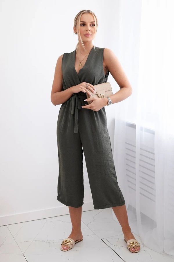 Kesi Jumpsuit with ties at the waist with khaki straps