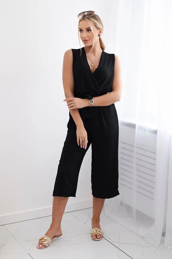 Kesi Jumpsuit with ties at the waist with straps in black