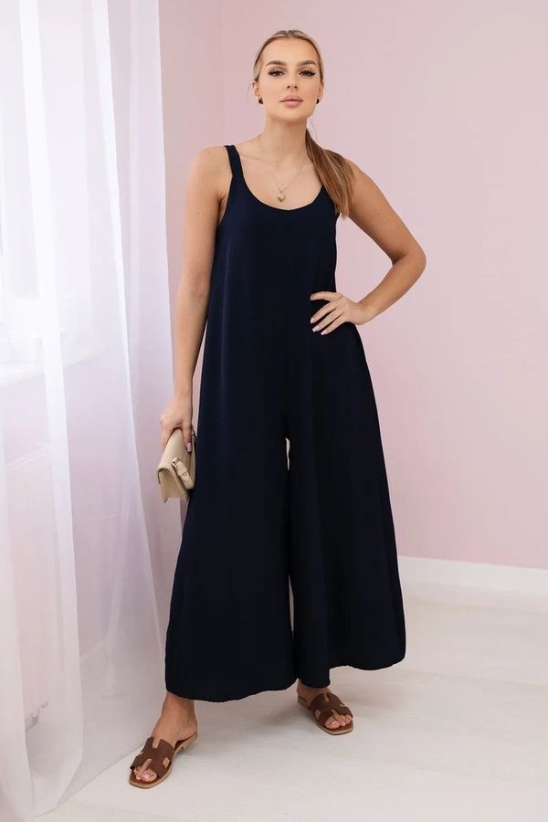 Kesi Jumpsuit with wide straps in navy blue