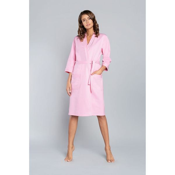 Italian Fashion Kalia bathrobe with 3/4 sleeves - pink