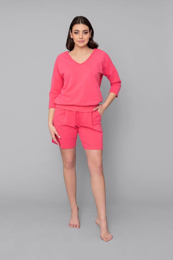 Italian Fashion Karina women's set, 3/4 sleeves, short legs - raspberry