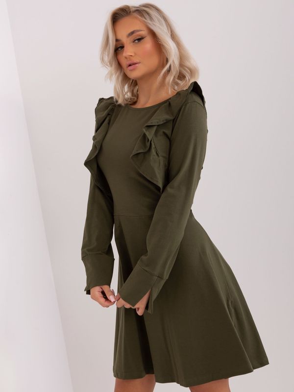 Fashionhunters Khaki flared cotton dress