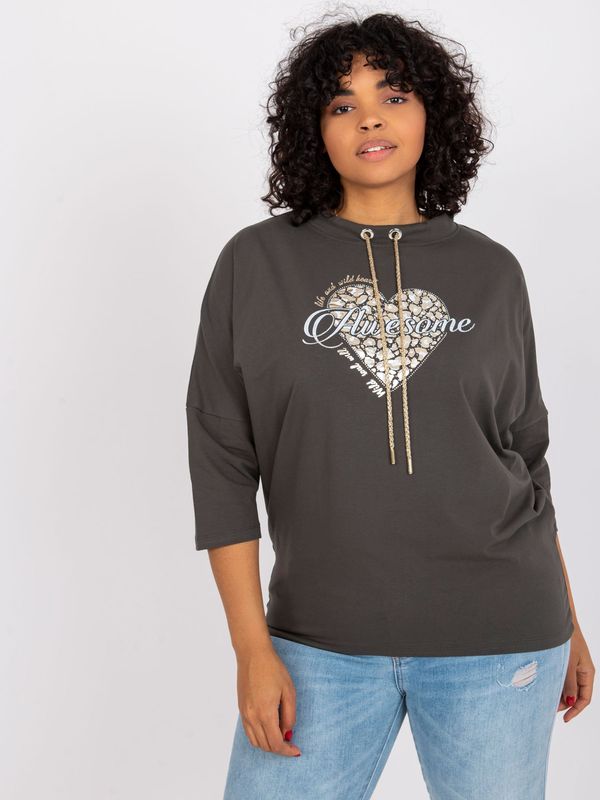 Fashionhunters Khaki large blouse with Eileen print