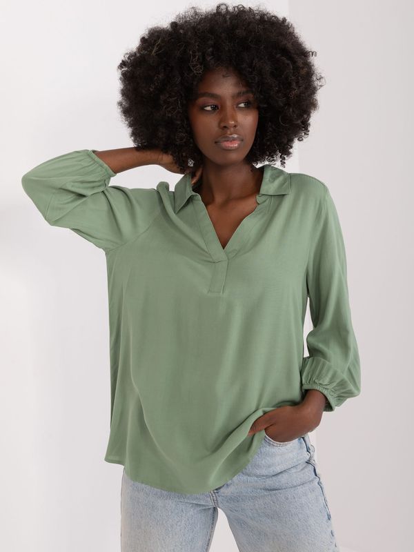 Fashionhunters Khaki shirt blouse SUBLEVEL made of viscose