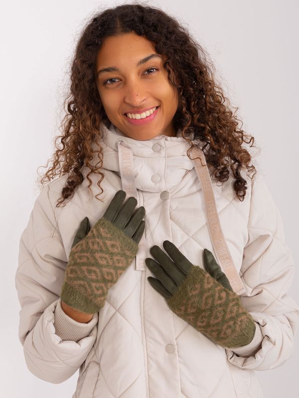 Fashionhunters Khaki Winter Smartphone Gloves