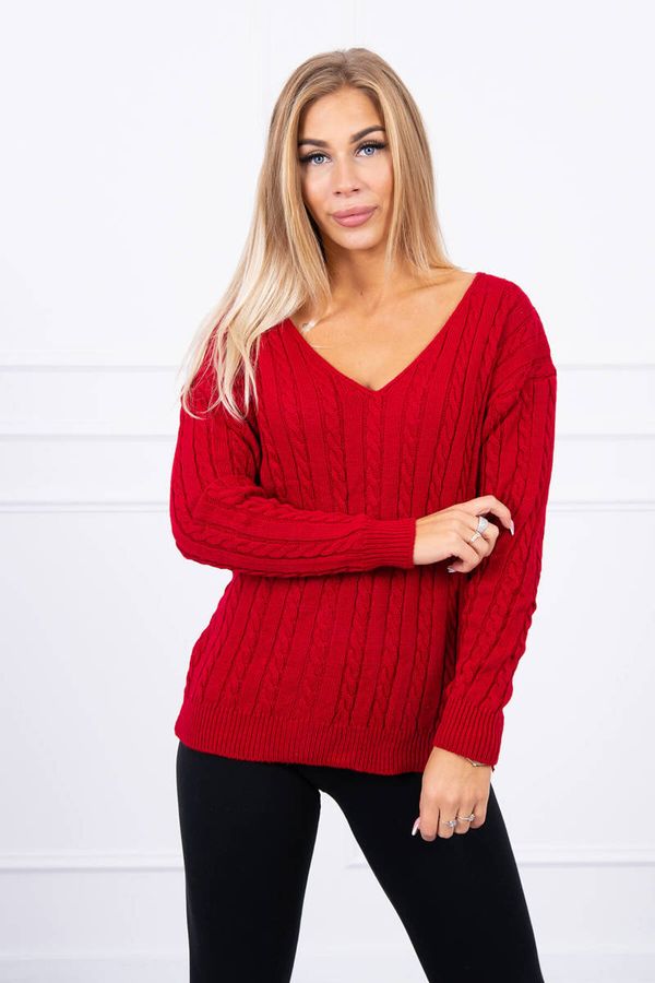 Kesi Knitted sweater with V-neck in red