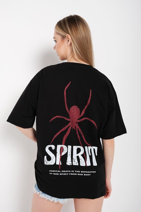 Know Know Women's Black Spirit Printed T-shirt