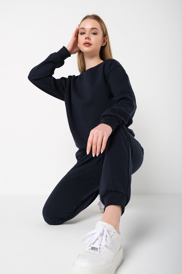 Know Know Women's Navy Blue Cotton Pajama Set